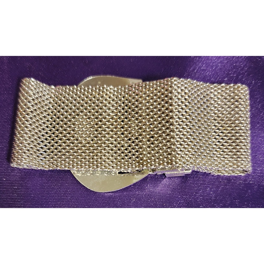 Vintage Wide Mesh Belt Buckle Bracelet Cuff  Size 6.5 - Picture 8 of 9